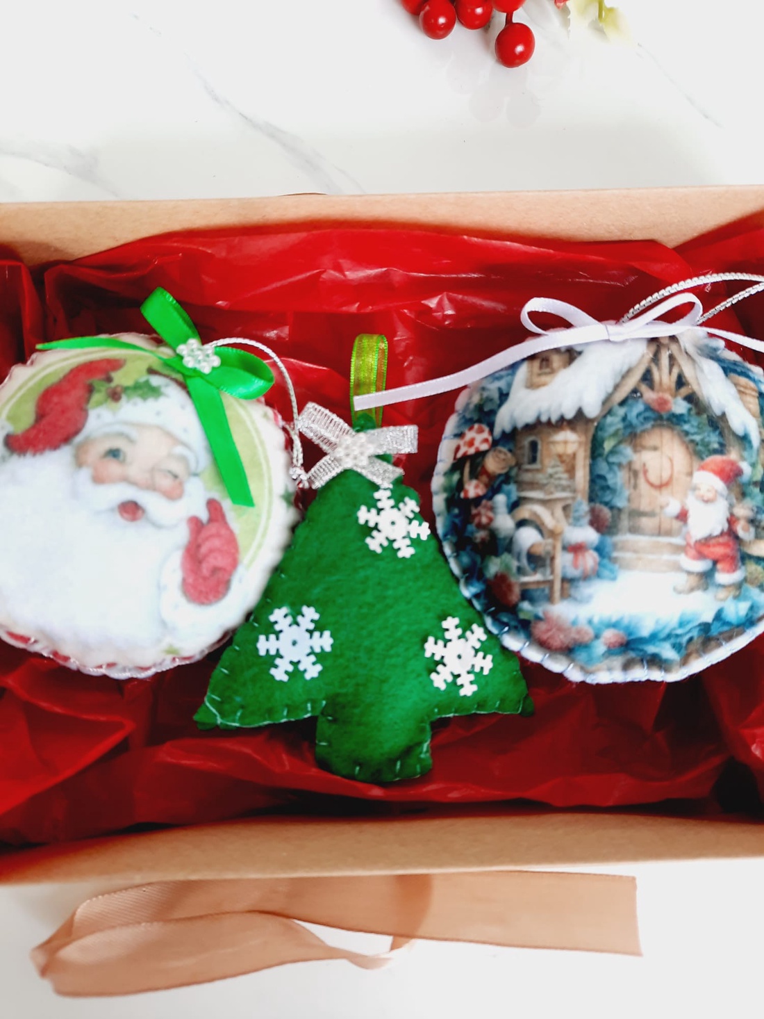 Set de globuri din fetru  - crăciun - decorațiuni de crăciun de casă - globuri de crăciun - Artynos.ro