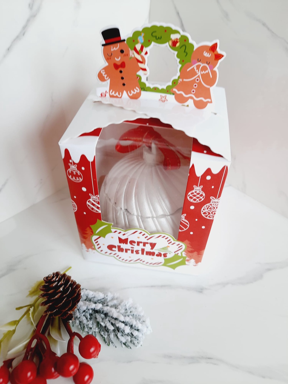 Glob alb perlat lumanare - crăciun - decorațiuni de crăciun de casă - globuri de crăciun - Artynos.ro