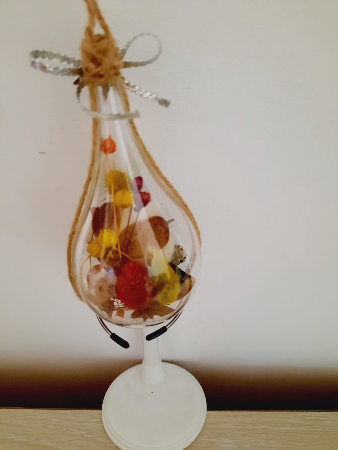 Glob lacrima cu stea si panglica argintie - crăciun - decorațiuni de crăciun de casă - globuri de crăciun - Artynos.ro