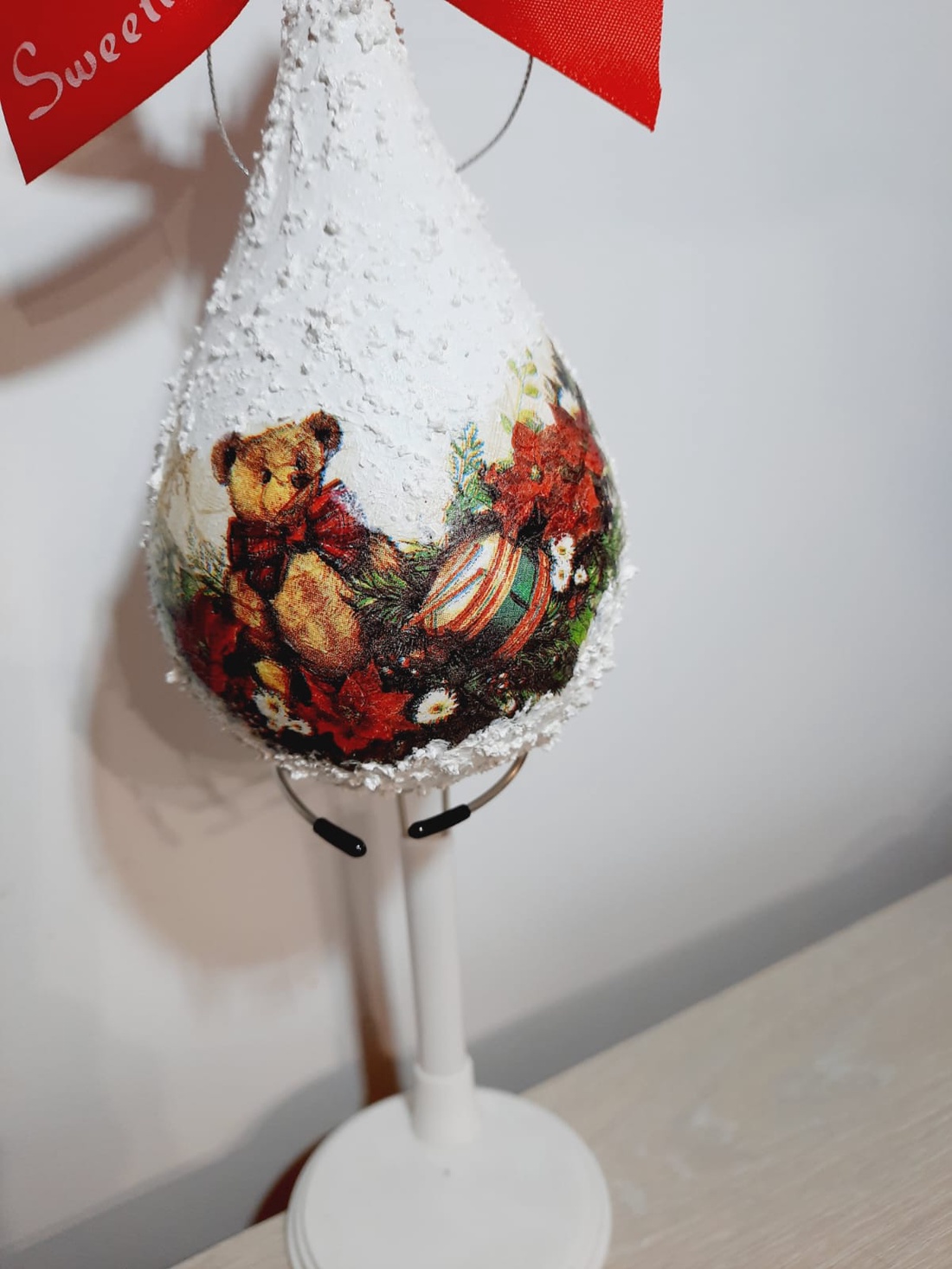 Glob lacrima cu ursulet - crăciun - decorațiuni de crăciun de casă - globuri de crăciun - Artynos.ro