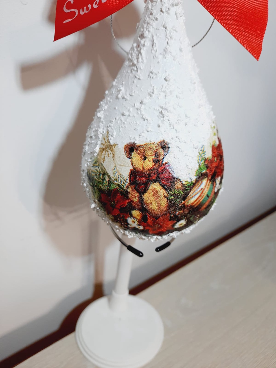 Glob lacrima cu ursulet - crăciun - decorațiuni de crăciun de casă - globuri de crăciun - Artynos.ro