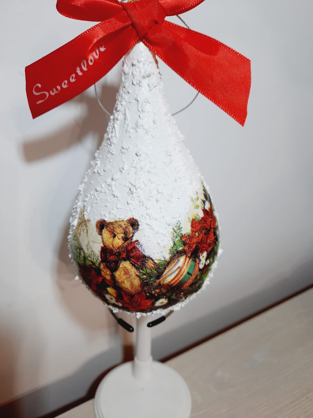 Glob lacrima cu ursulet - crăciun - decorațiuni de crăciun de casă - globuri de crăciun - Artynos.ro