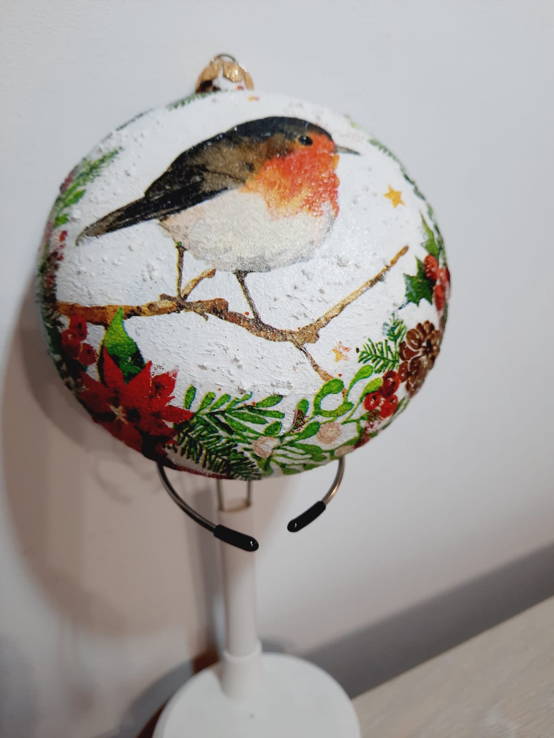 Glob plat cu pasare - crăciun - decorațiuni de crăciun de casă - globuri de crăciun - Artynos.ro