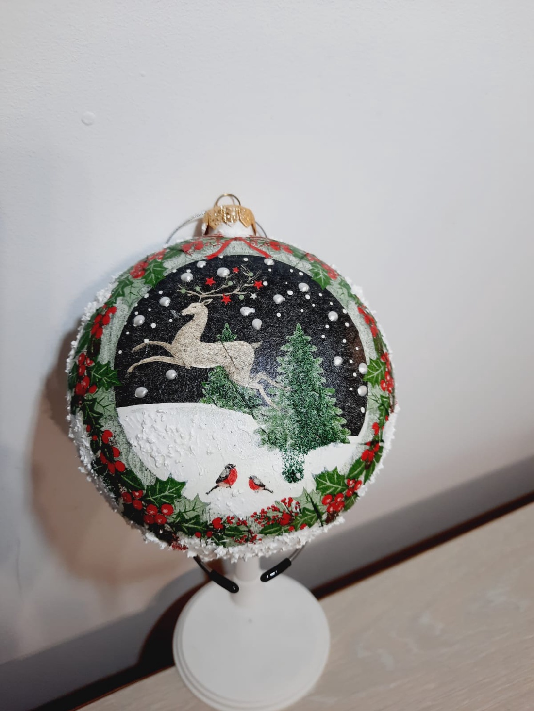 Glob plat cu cerb - crăciun - decorațiuni de crăciun de casă - globuri de crăciun - Artynos.ro