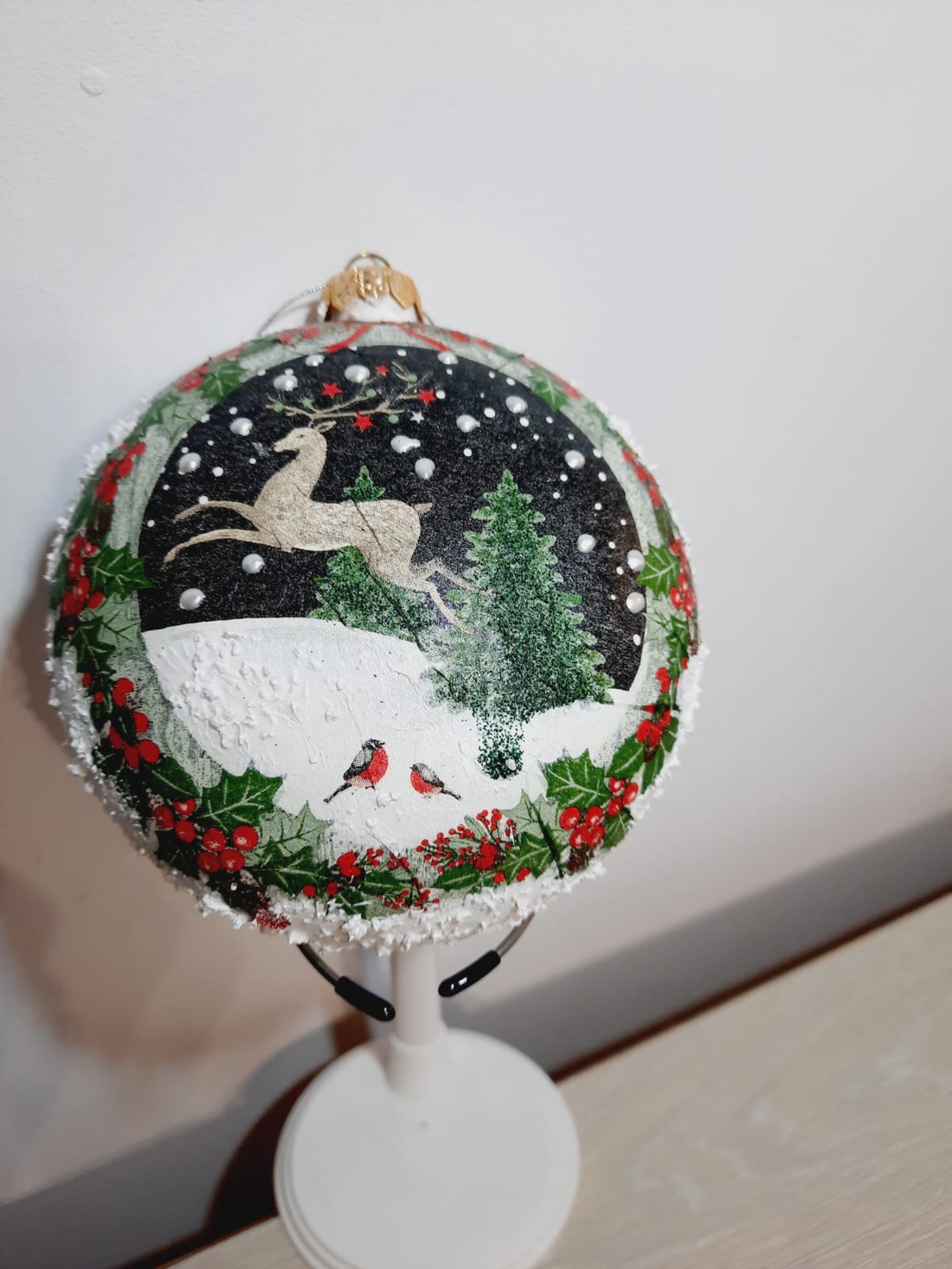 Glob plat cu cerb - crăciun - decorațiuni de crăciun de casă - globuri de crăciun - Artynos.ro