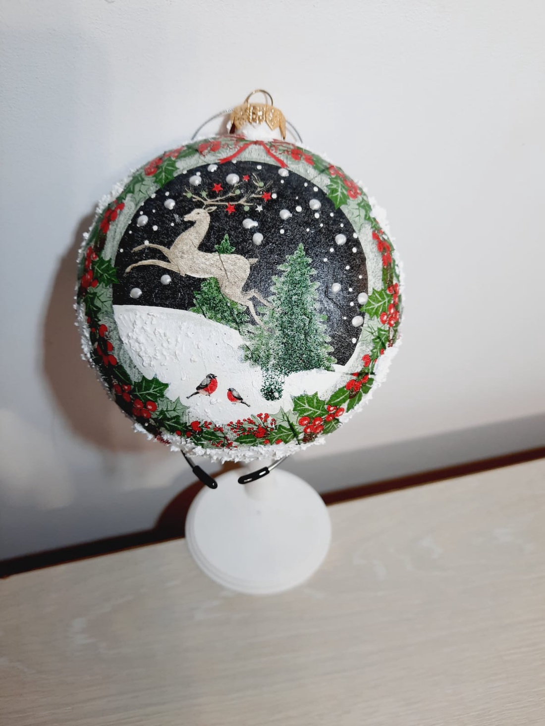 Glob plat cu cerb - crăciun - decorațiuni de crăciun de casă - globuri de crăciun - Artynos.ro