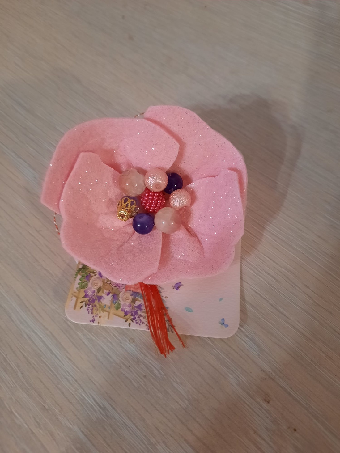 Brosa floare roz - bijuterii - broșe - Artynos.ro