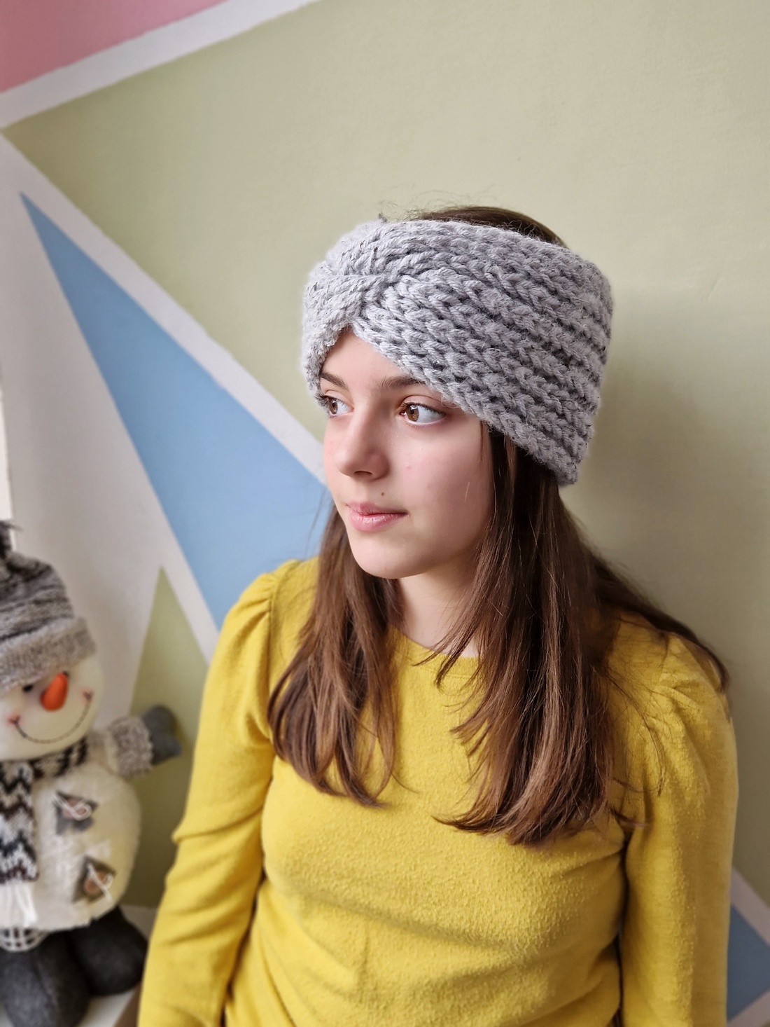 Bentiță tricotata Ice Grey - îmbrăcăminte și modă - eșarfe, pălării, fularuri - căciulă - Artynos.ro