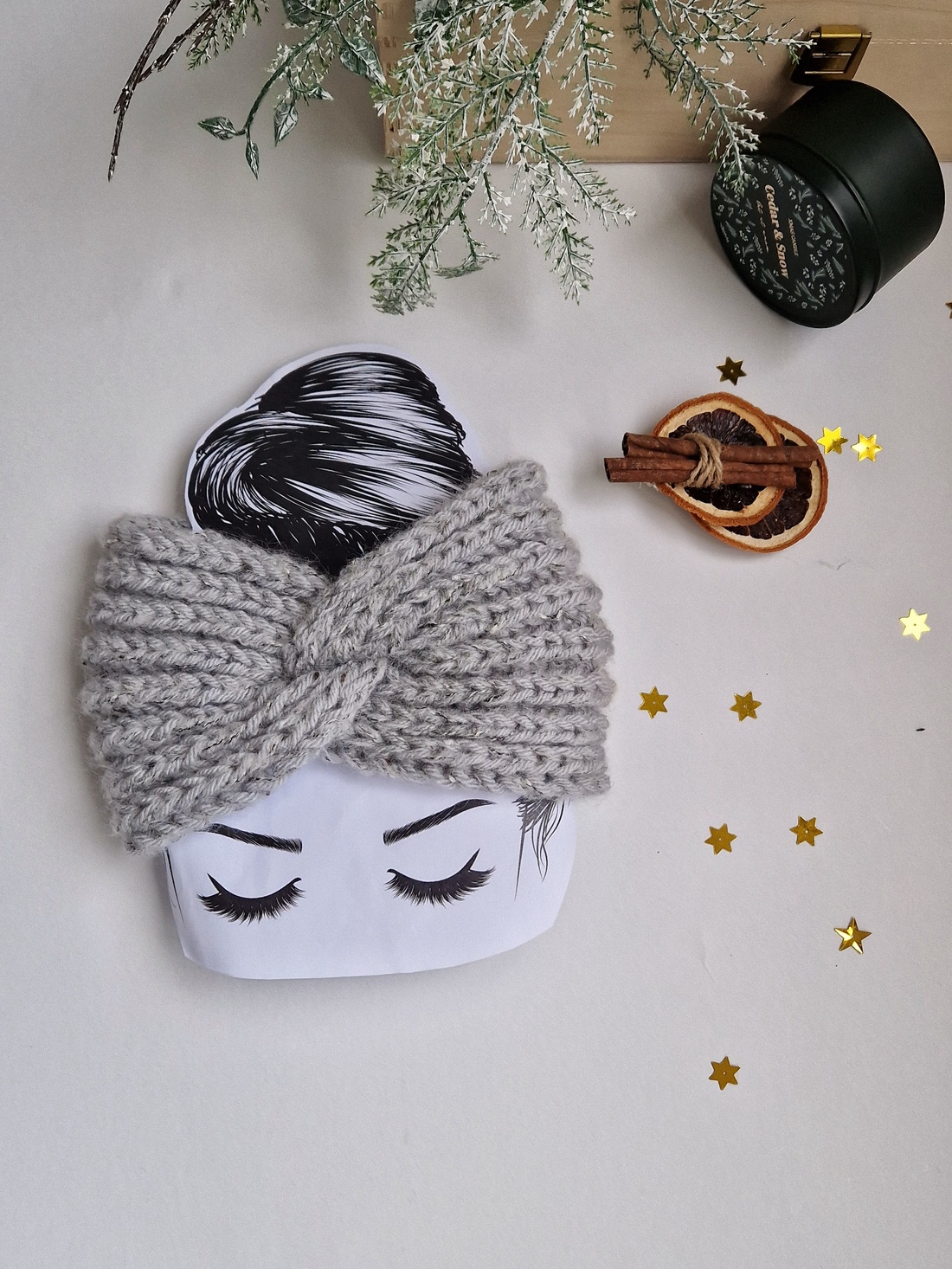 Bentiță tricotata Ice Grey - îmbrăcăminte și modă - eșarfe, pălării, fularuri - căciulă - Artynos.ro