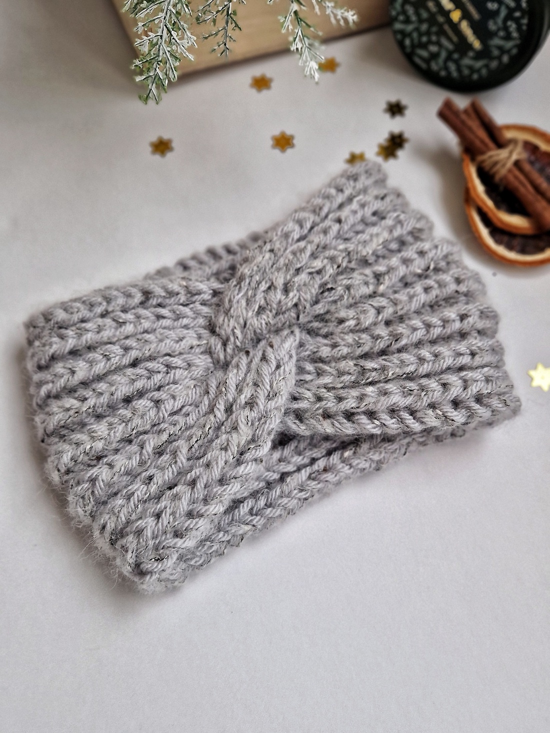 Bentiță tricotata Ice Grey - îmbrăcăminte și modă - eșarfe, pălării, fularuri - căciulă - Artynos.ro