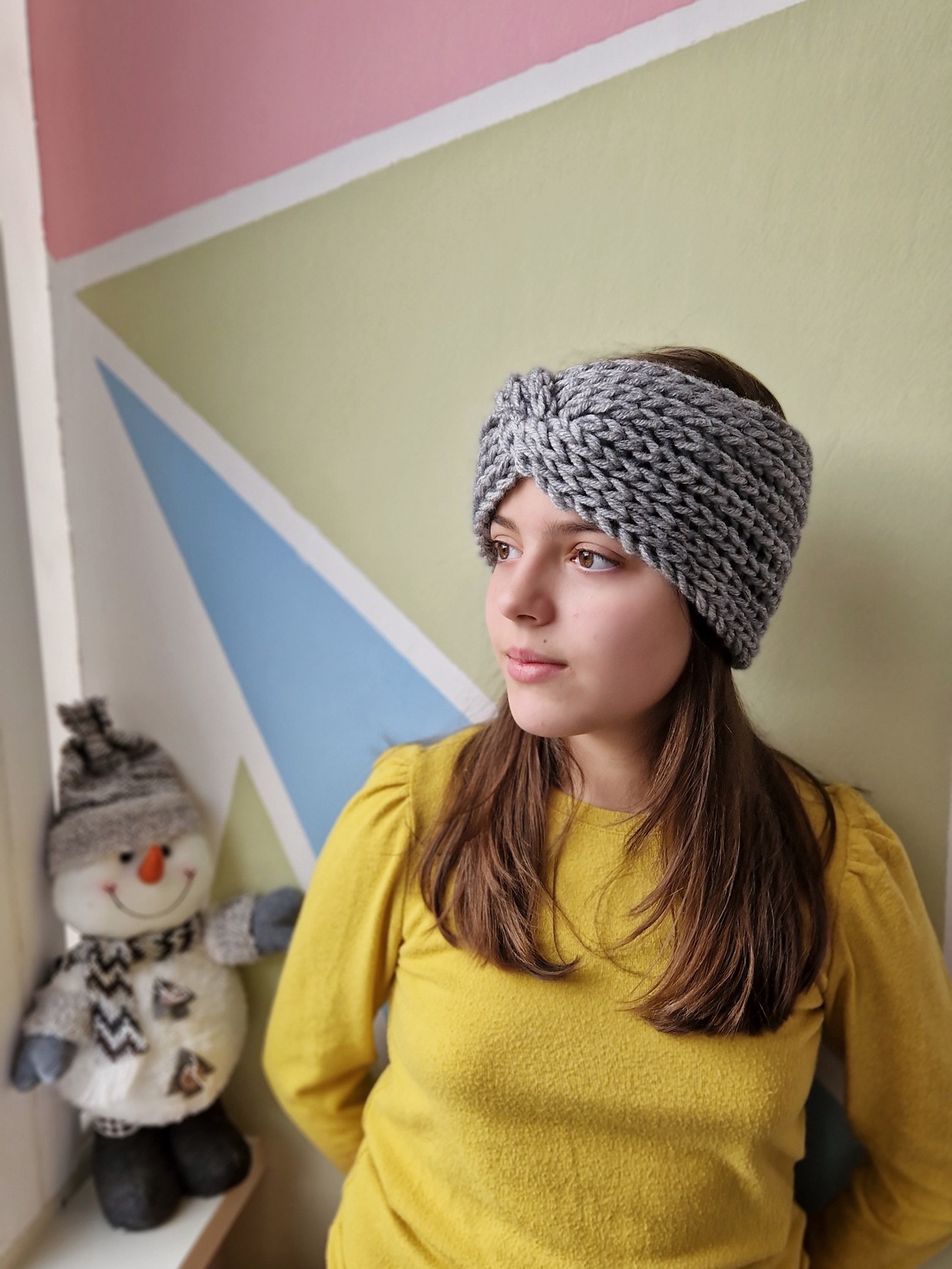 Bentiță tricotata Cool Grey - îmbrăcăminte și modă - eșarfe, pălării, fularuri - căciulă - Artynos.ro