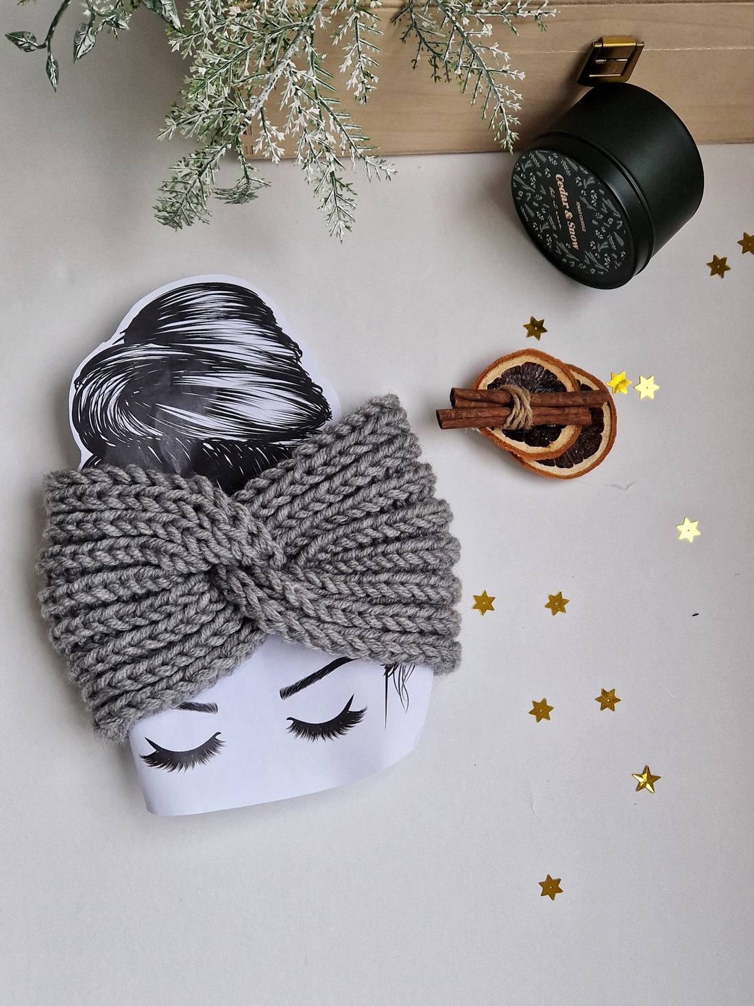 Bentiță tricotata Cool Grey - îmbrăcăminte și modă - eșarfe, pălării, fularuri - căciulă - Artynos.ro