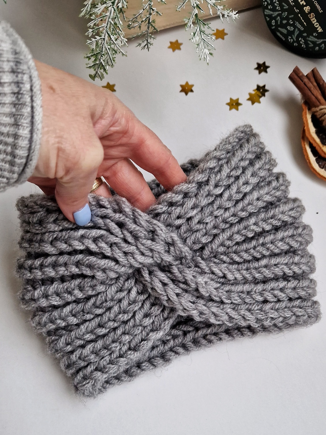 Bentiță tricotata Cool Grey - îmbrăcăminte și modă - eșarfe, pălării, fularuri - căciulă - Artynos.ro