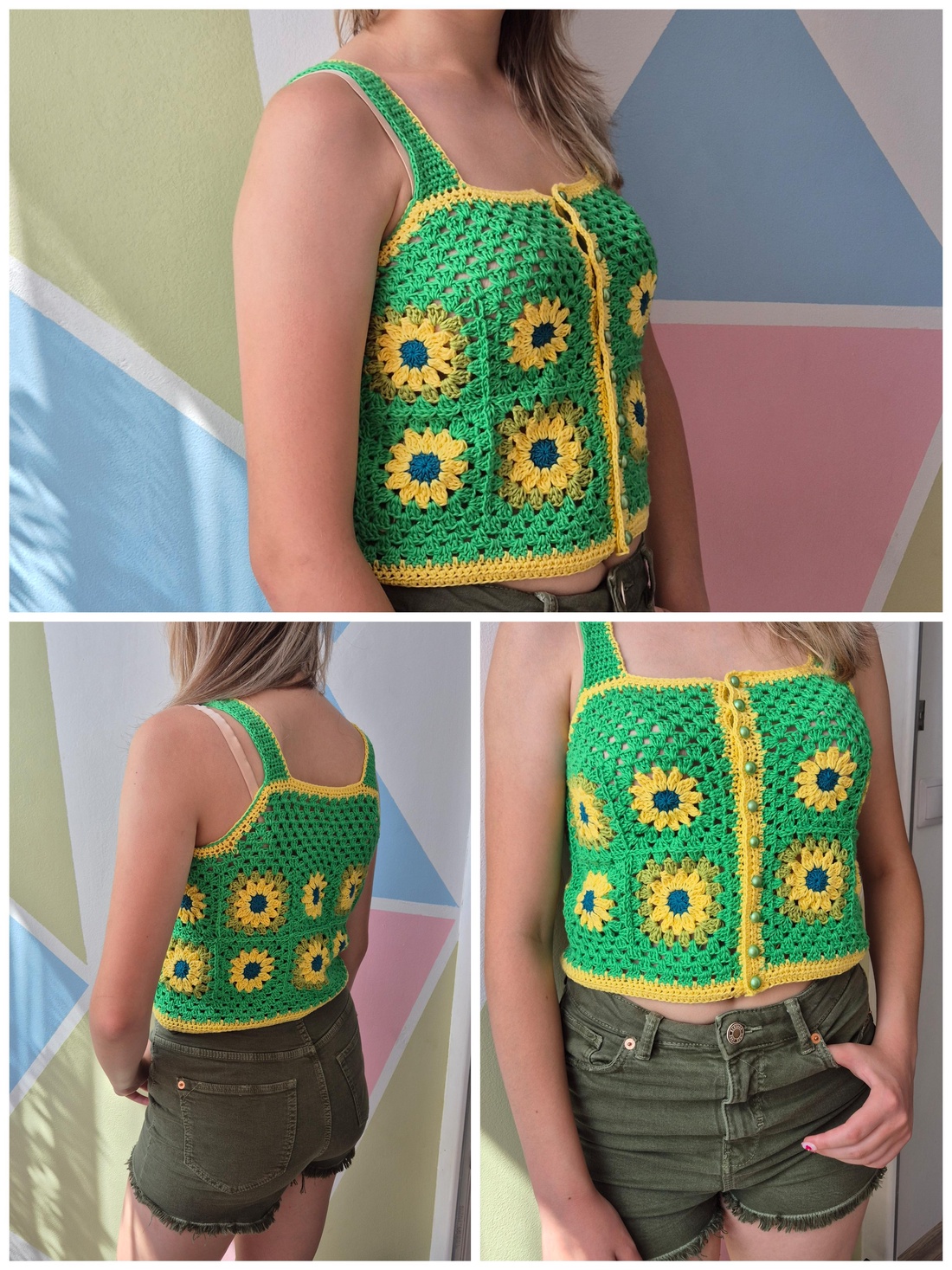 Top croșetat Floarea Soarelui - îmbrăcăminte și modă - haine damă - tricou și top de damă - Artynos.ro Top croșetat Floarea Soarelui - îmbrăcăminte și modă - haine damă - tricou și top de damă - Artynos.ro
