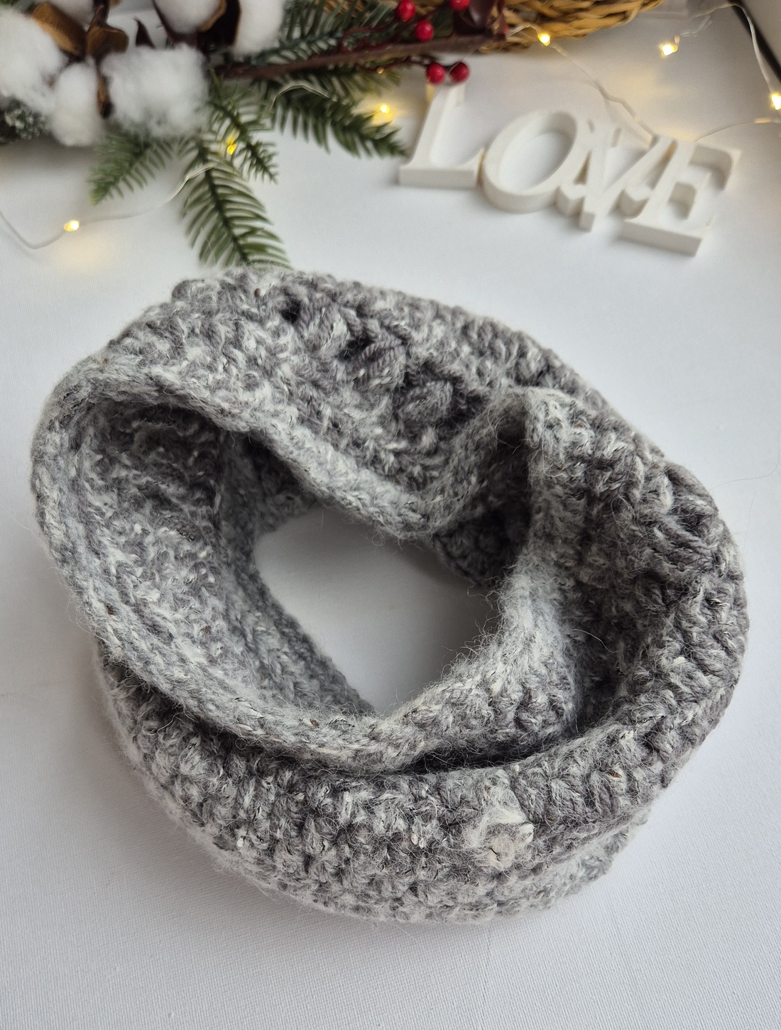 Snood Croșetat Clasic  Guler Rotund, Fir Acril și Lână - îmbrăcăminte și modă - eșarfe, pălării, fularuri - eșarfe - Artynos.ro