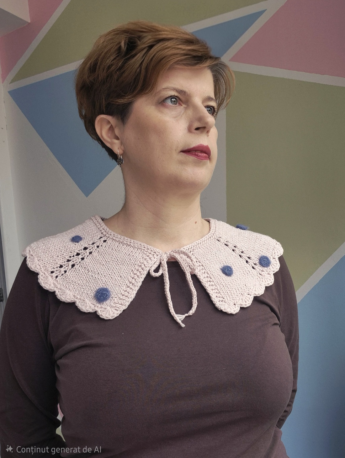 Guler Între rânduri - brodat cu trandafiri - îmbrăcăminte și modă - haine damă - bluze damă - Artynos.ro