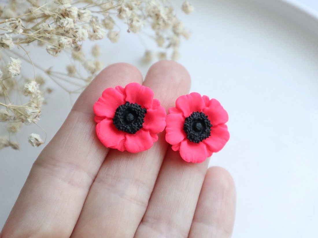Cercei Flora roz neon cu negru - bijuterii - cercei - cercei din argint - Artynos.ro