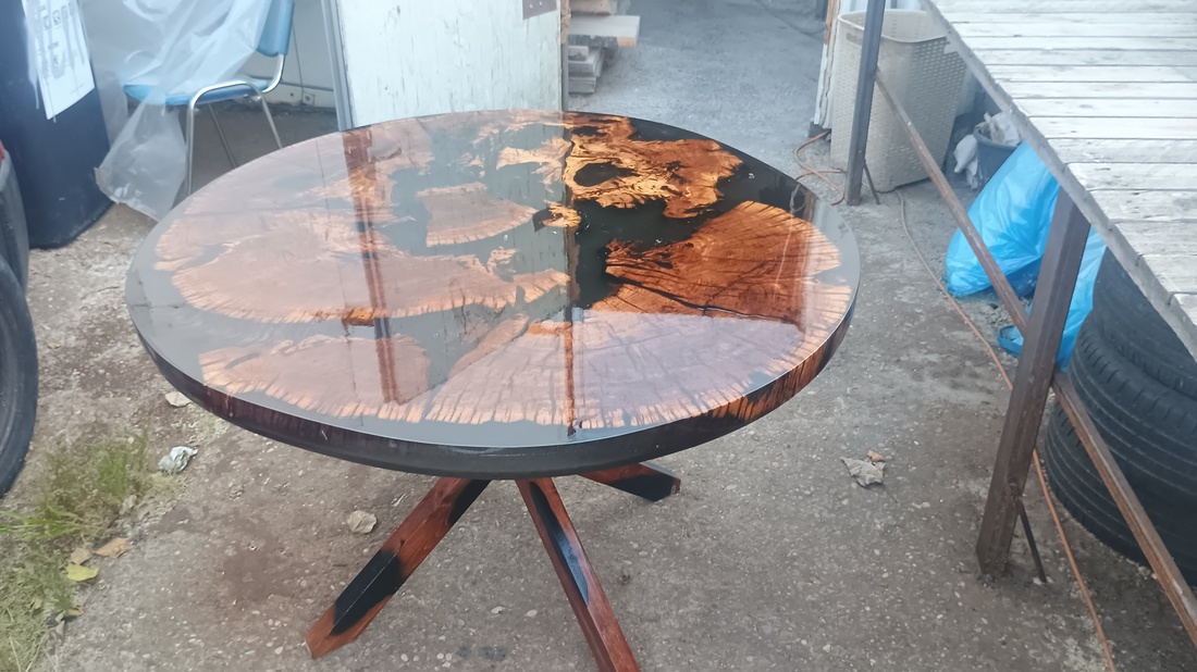 Masă rotundă din lemn cu rășină epoxidica - 120 cm - casă & stil de viață - echipamente de bucătărie - accesorii de servire - măsuță de servire - Artynos.ro