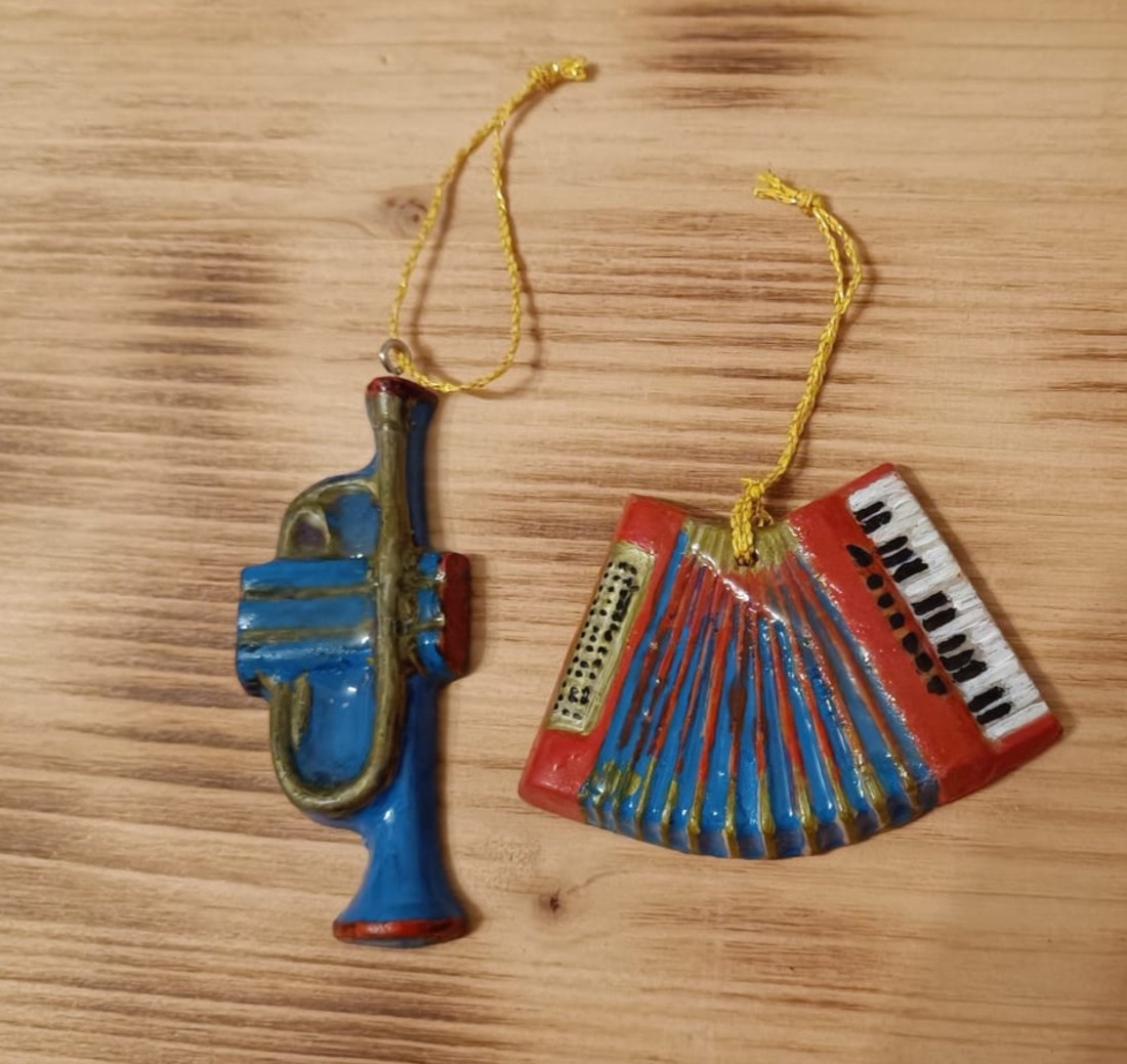 Ornamente de Crăciun realizate din ipsos. Decorațiuni retro. Stil vintage. Set din 2 piese -  - Artynos.ro