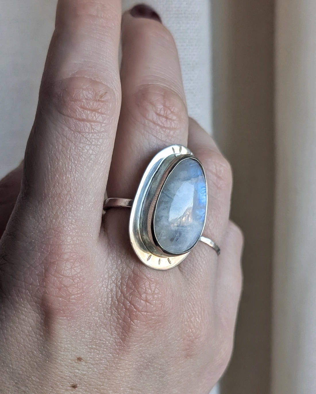 Inel Statement din Argint cu Piatra Lunii Moon Tear  - bijuterii - inele - inele statement - Artynos.ro