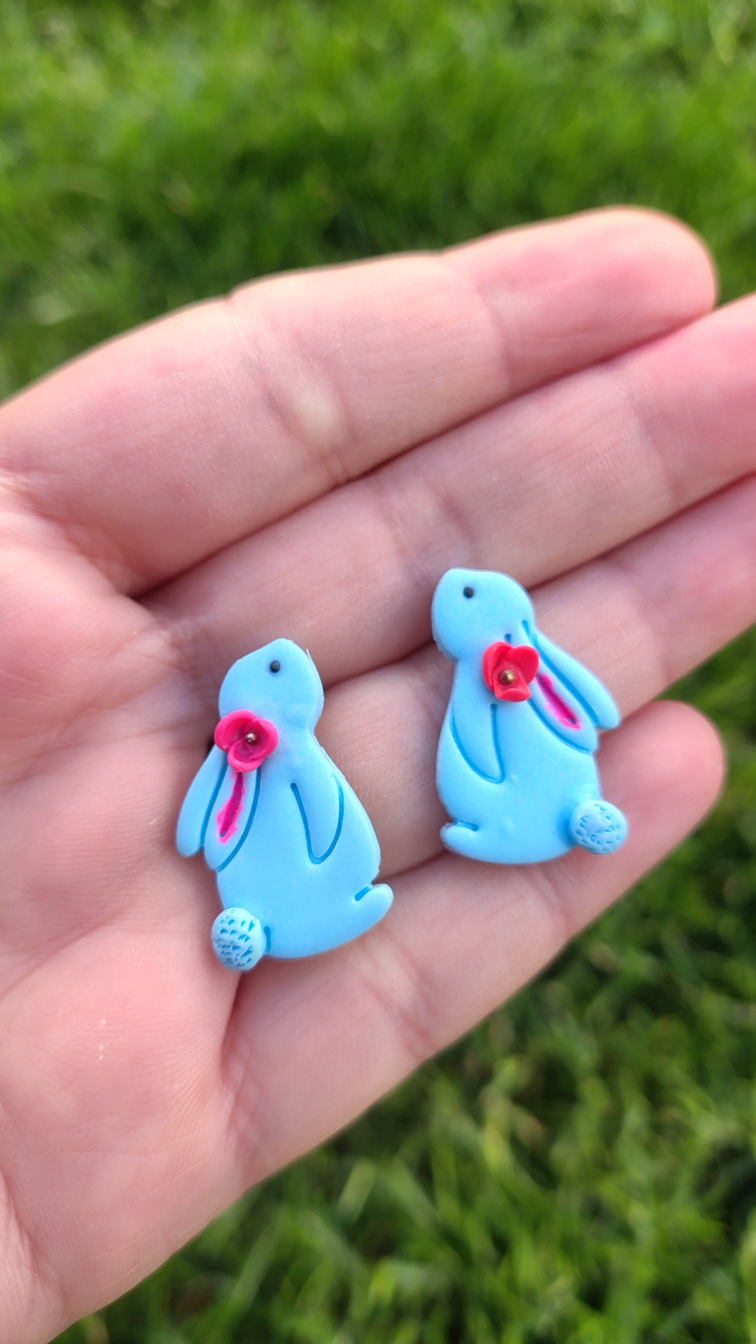 Cercei iepurași din lut polimeric � handmade adorabili - bijuterii - cercei - cercei cu figurine - Artynos.ro