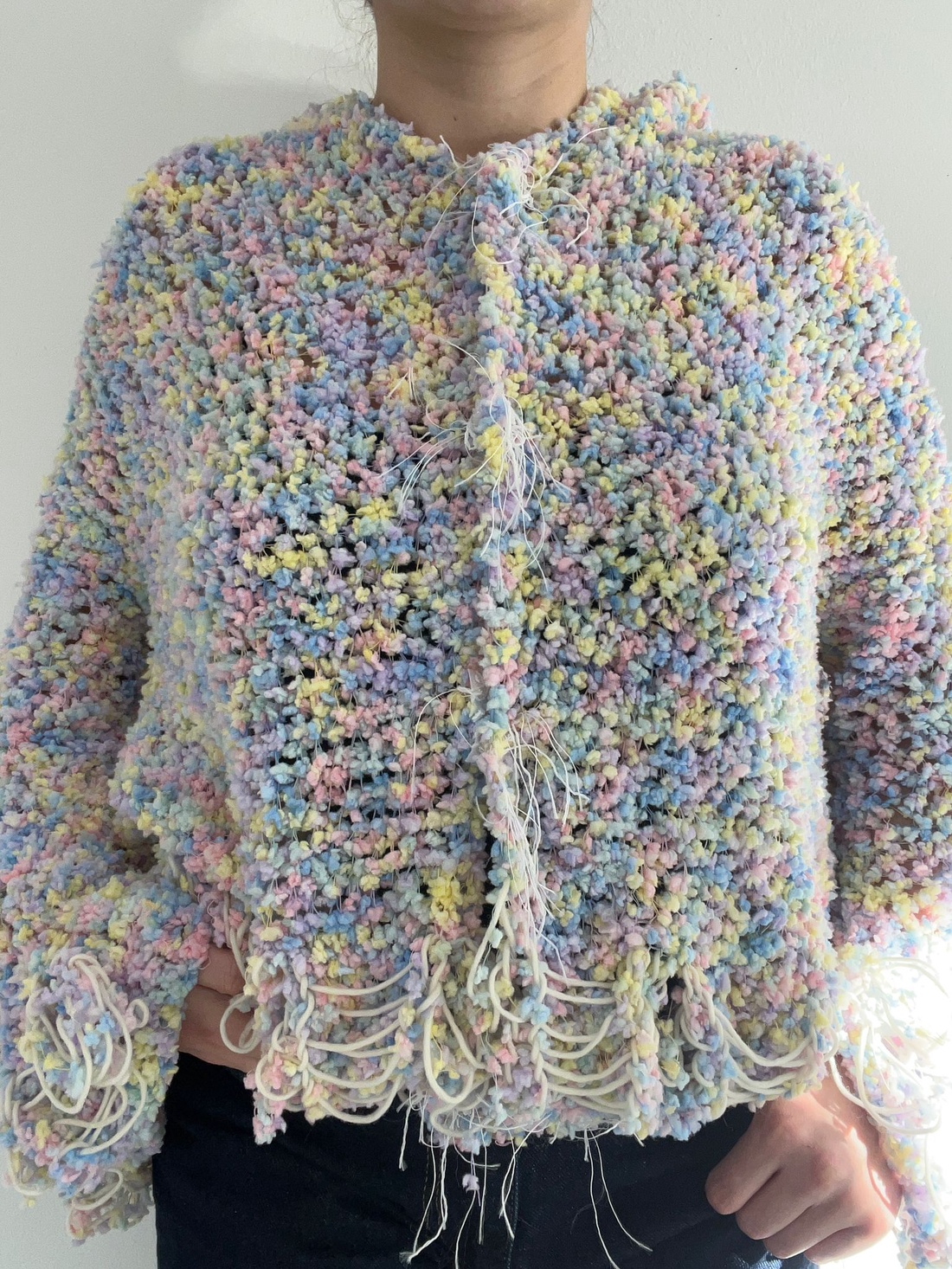 Pulover cardigan multicolor din mohair pufos. - îmbrăcăminte și modă - haine damă - bluze damă - Artynos.ro