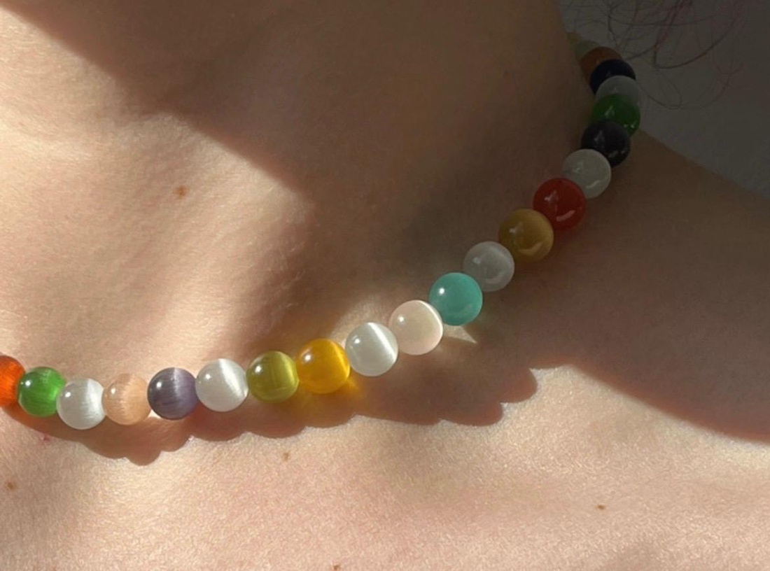 Lanț handmade din pietricele colorate. - bijuterii - coliere - coliere din mărgele - Artynos.ro