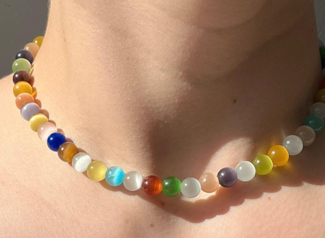 Lanț handmade din pietricele colorate. - bijuterii - coliere - coliere din mărgele - Artynos.ro