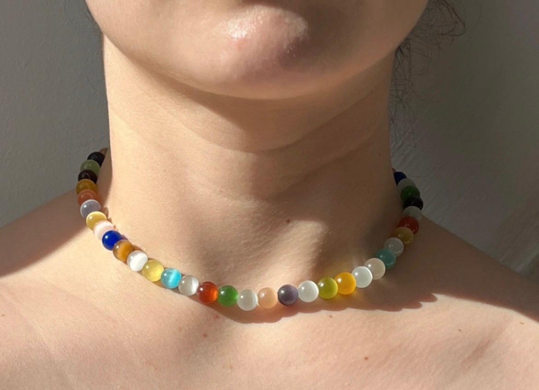 Lanț handmade din pietricele colorate. - bijuterii - coliere - coliere din mărgele - Artynos.ro