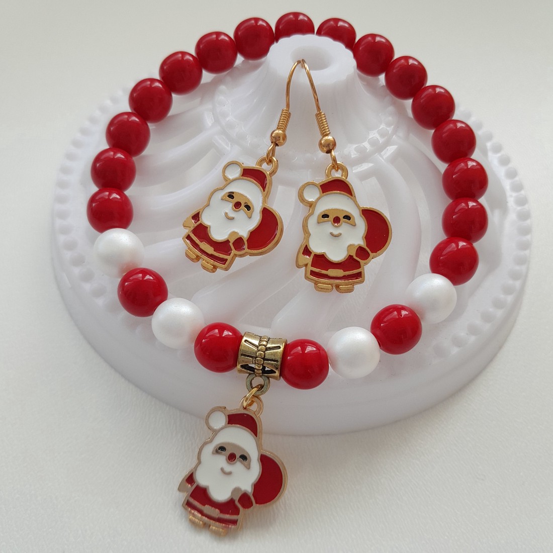 Set de bijuterii Santa Claus - brățară, cercei -  - Artynos.ro