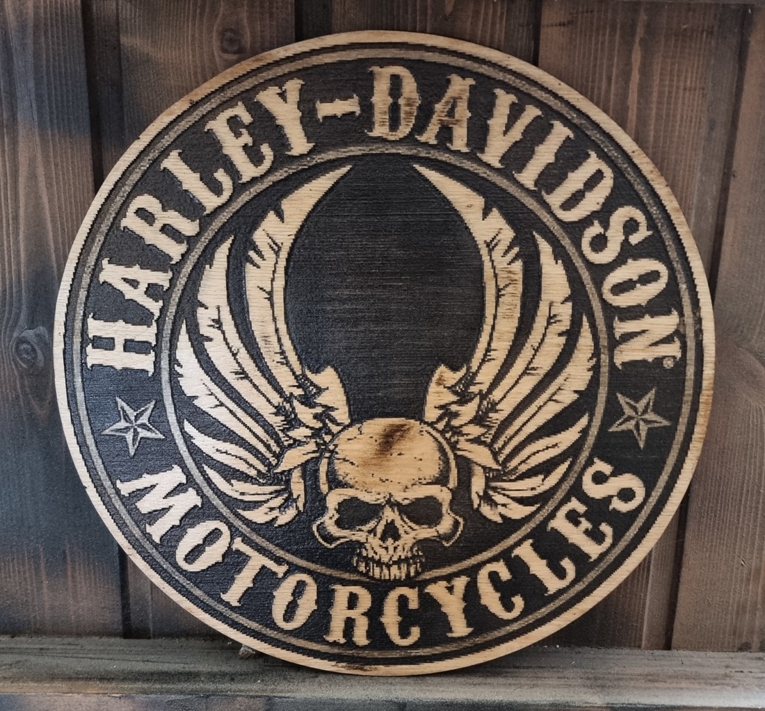 Harley Davidson Laser gravat Imagine din lemn - casă & stil de viață - accesorii pentru decorat casa - picturi murale - artă de perete din lemn - Artynos.ro