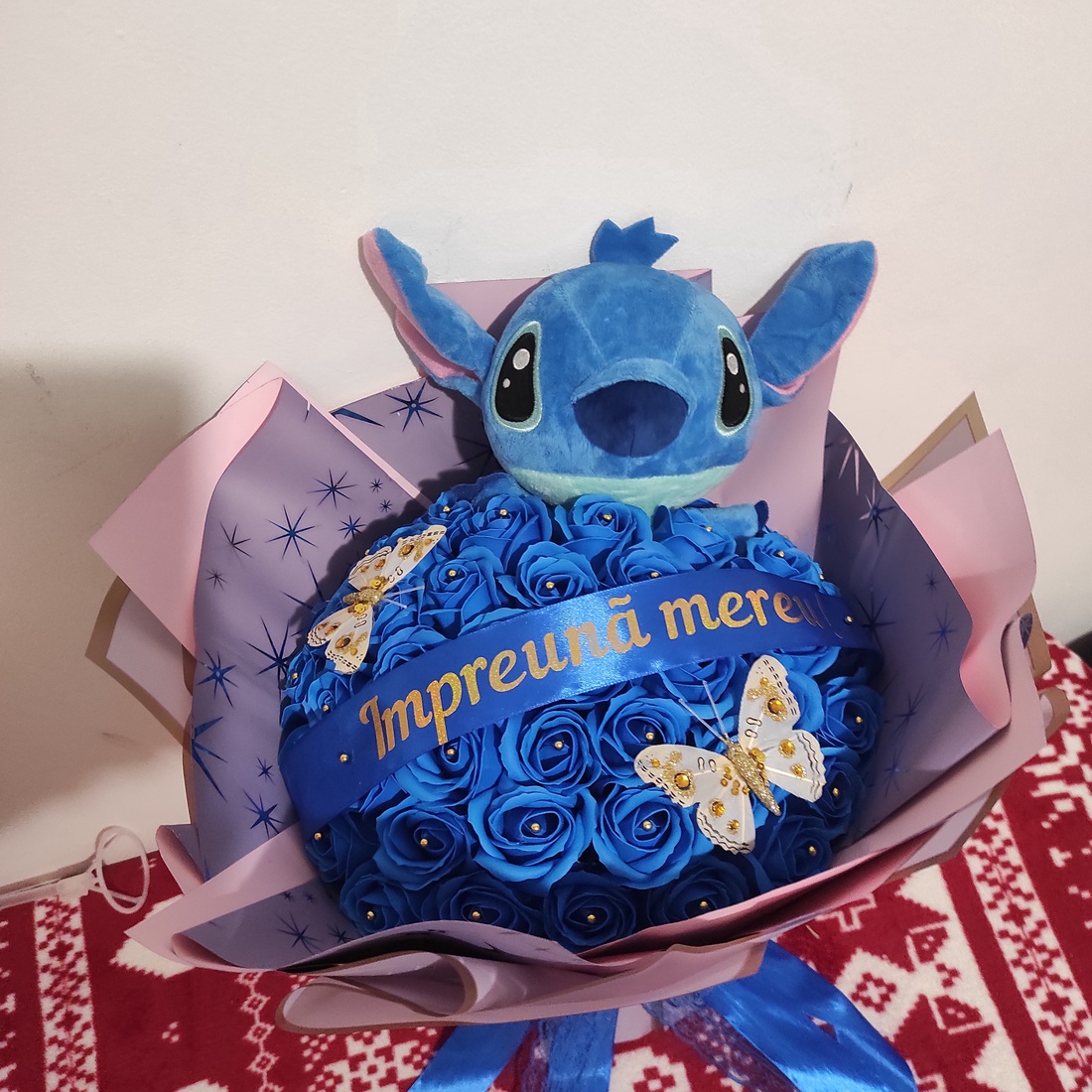 Buchet cu trandafiri de săpun parfumați si stitch  - casă & stil de viață - decorațiuni de casă - accesorii florale - buchete de flori - Artynos.ro