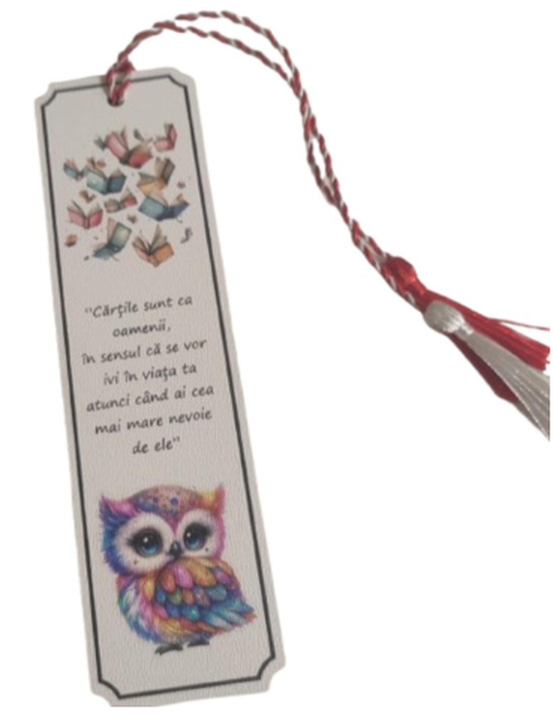 Martisor semn de Carte - Model Bufnita 18 cm x 5 cm, material Mdf imprimat UV - bijuterii - mărțișor - Artynos.ro