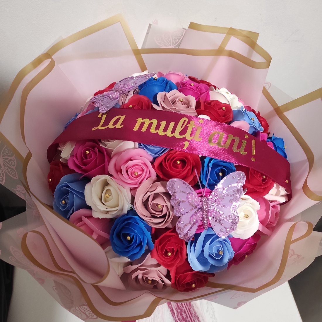 Buchet cu trandafiri de săpun parfumați 51 trandafiri  - casă & stil de viață - decorațiuni de casă - accesorii florale - buchete de flori - Artynos.ro