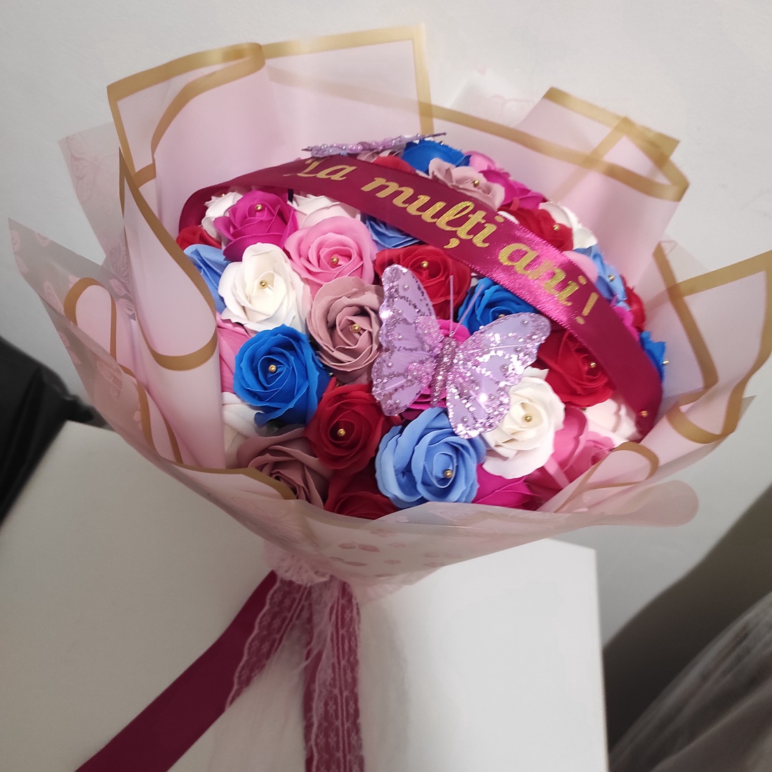 Buchet cu trandafiri de săpun parfumați 51 trandafiri  - casă & stil de viață - decorațiuni de casă - accesorii florale - buchete de flori - Artynos.ro