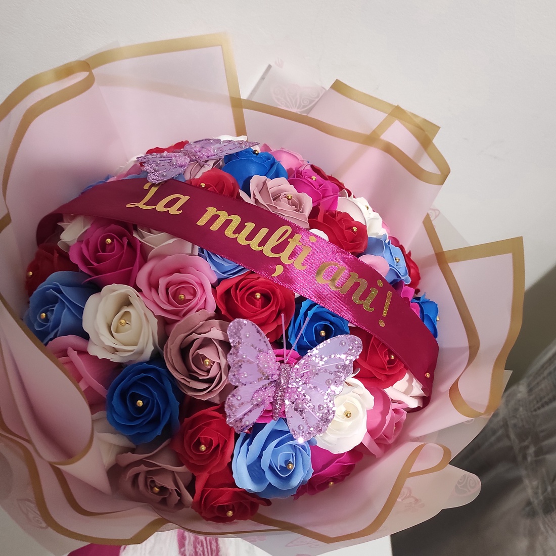 Buchet cu trandafiri de săpun parfumați 51 trandafiri  - casă & stil de viață - decorațiuni de casă - accesorii florale - buchete de flori - Artynos.ro