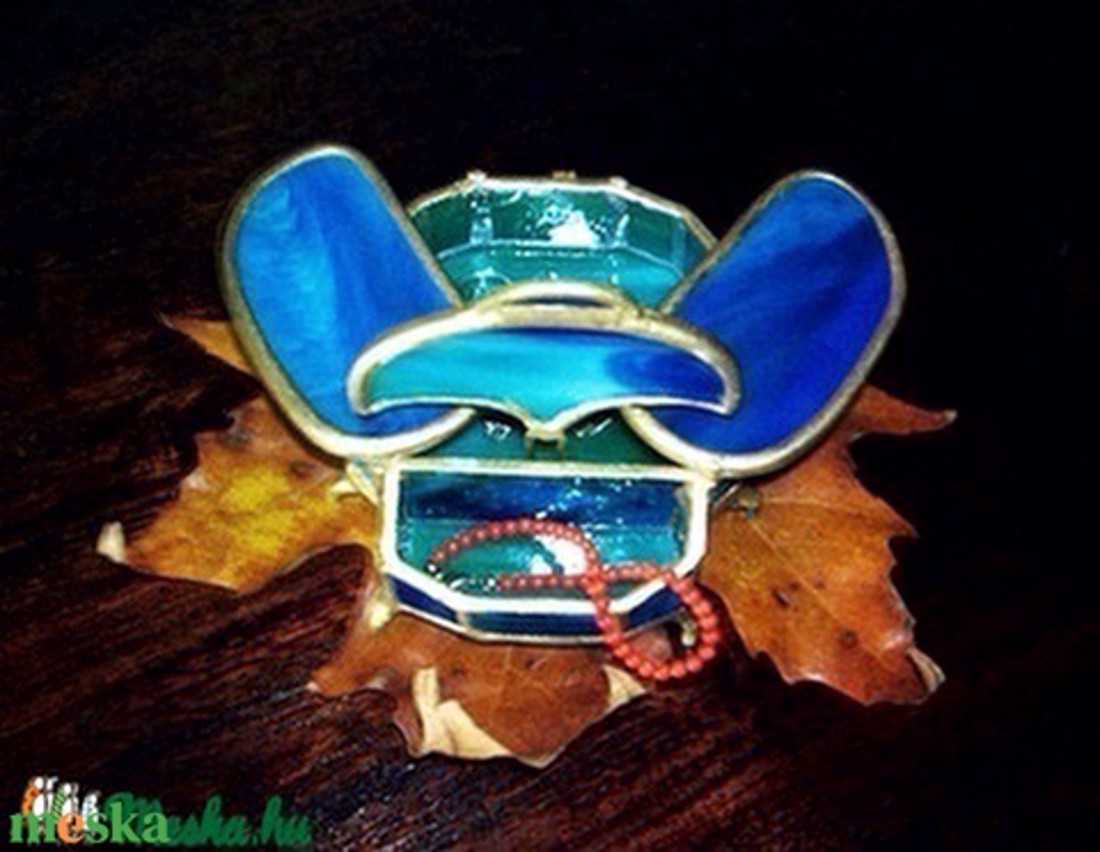 Cutie de bijuterii Scarab teal gold albastru-auriu -  - Artynos.ro