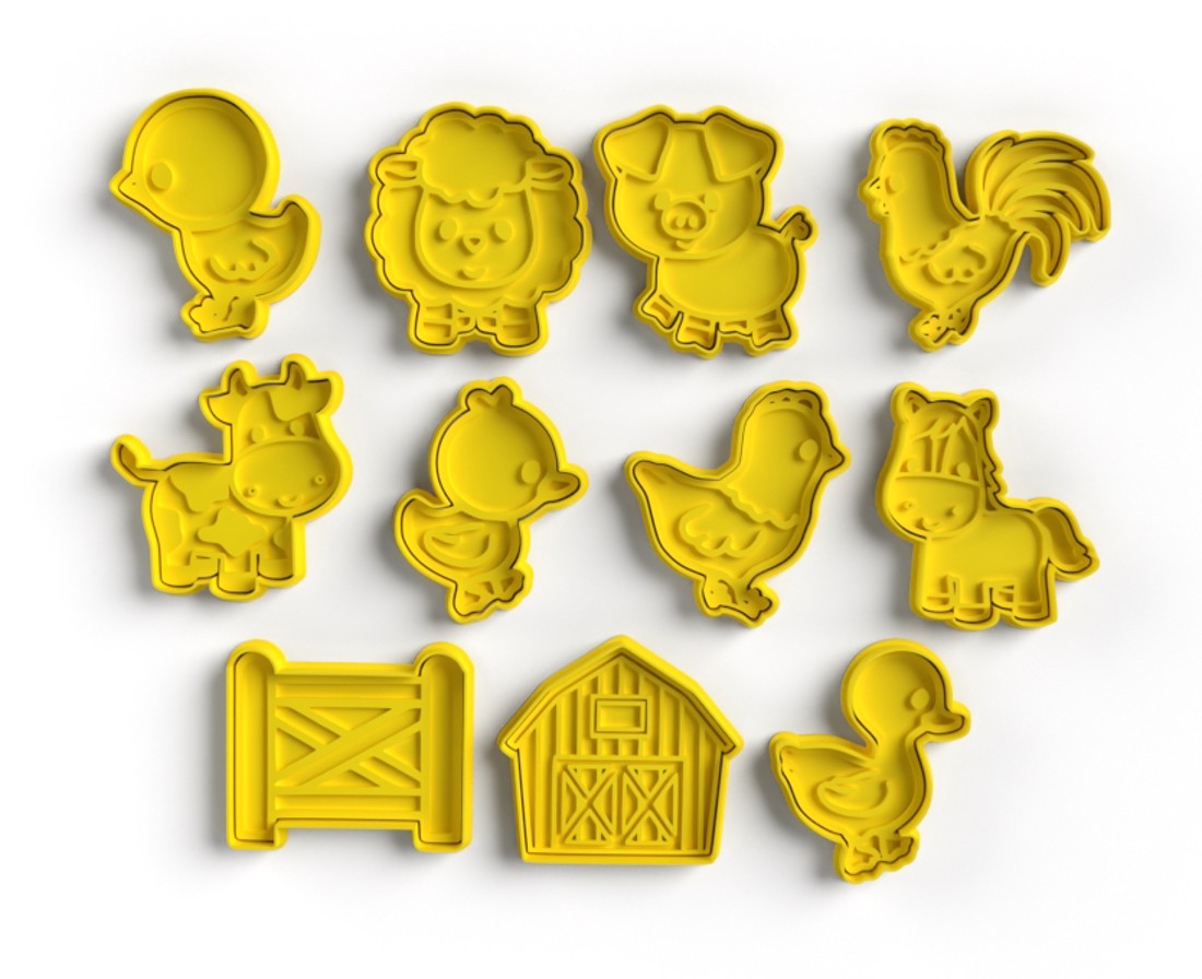 Set de forme pentru prăjituri cu animale de la fermă � Forme de prăjituri cu tematică de fermă  Imprimate 3D -  - Artynos.ro