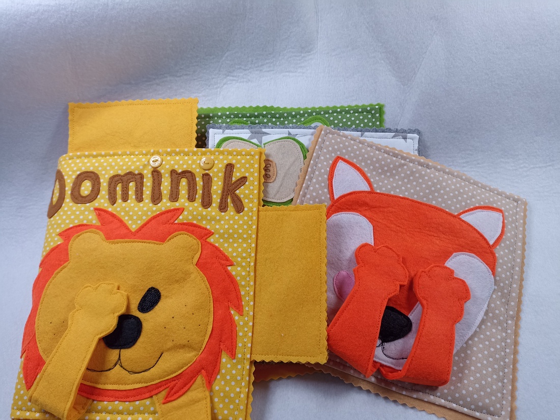 Carte senzorială pentru bebe și copii 1-6 ani, 4 pagini interactive plus o copertă inetractivă  - jucării și echipamente pentru copii - jocuri de gândire - curcubeu montessori, jocuri waldorf - Artynos.ro