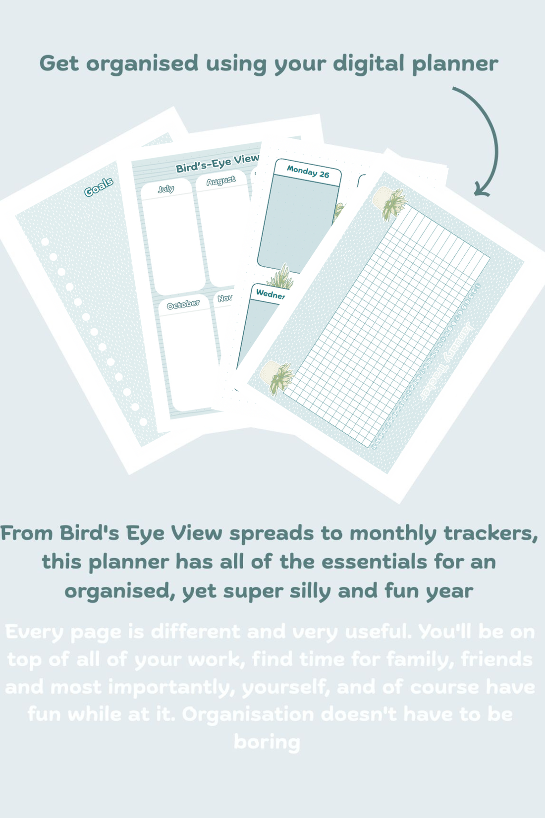 Agenda digitala datata, in engleza pentru anul 2026 cu plante si flori - arte vizuale și accesorii  - grafică, ilustrație - grafică digitală - Artynos.ro