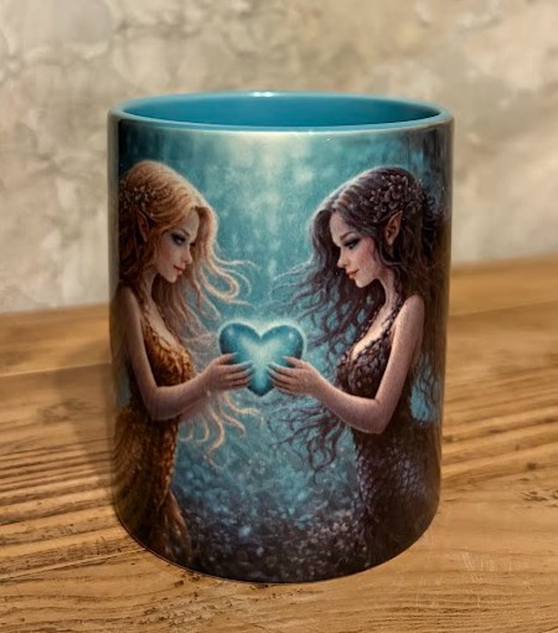 Cană ilustrată cu sirene îndrăgostite - casă & stil de viață - echipamente de bucătărie - accesorii de servire - căni - Artynos.ro