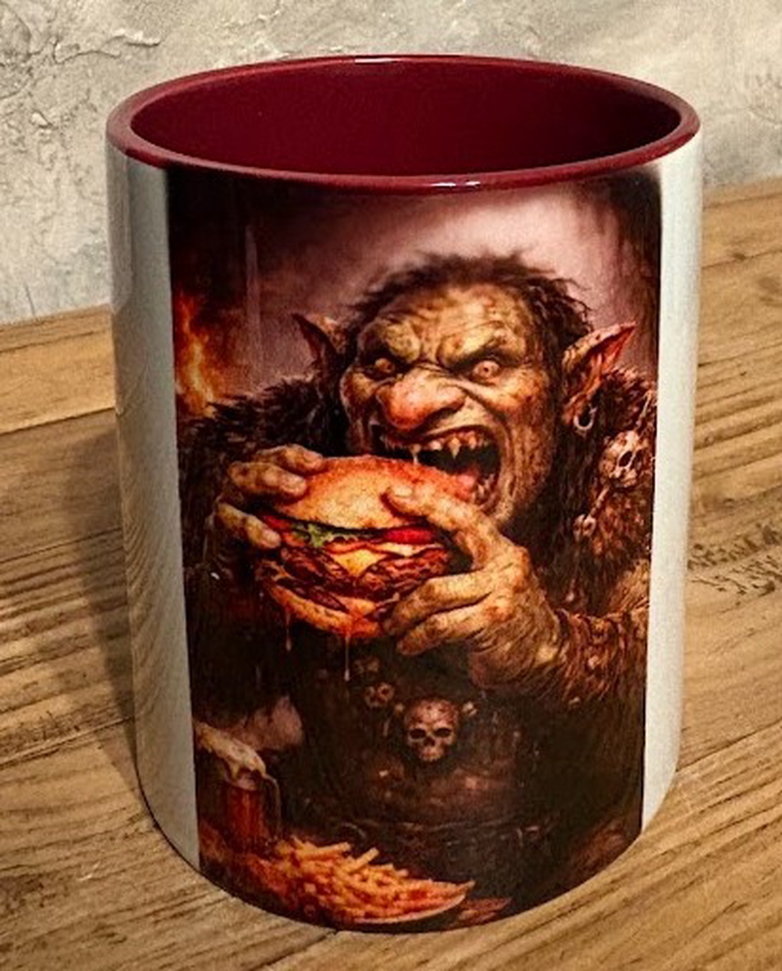 Cană ilustrată cu troll și hamburger - casă & stil de viață - echipamente de bucătărie - accesorii de servire - căni - Artynos.ro