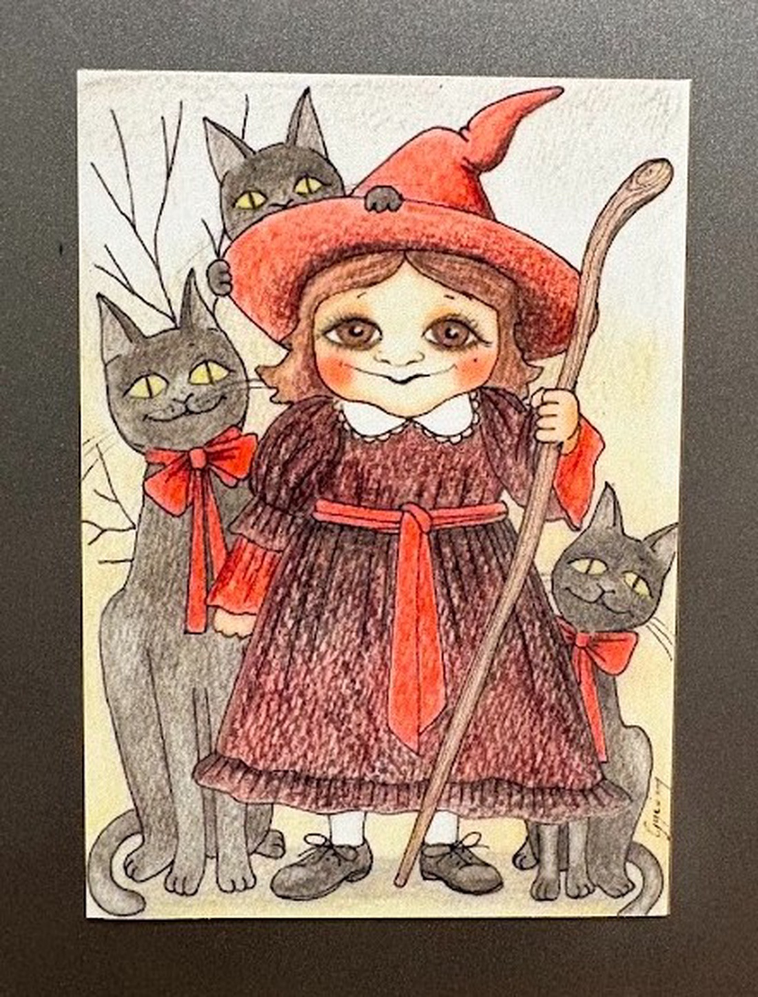 Magnet de frigider cu mică vrăjitoare și pisici - casă & stil de viață - echipamente de bucătărie - decor de bucătărie - magneți de frigider - Artynos.ro