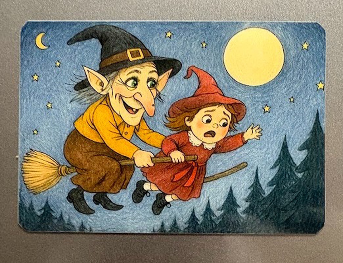 Magnet de frigider Mica vrăjitoare învață să zboare - casă & stil de viață - echipamente de bucătărie - decor de bucătărie - magneți de frigider - Artynos.ro