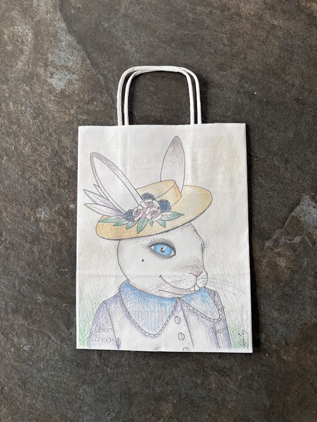 Punguță cadou � iepurașă de Paște, drăguță - accessorii și unelte - hârtie - hârtie decorativă - Artynos.ro