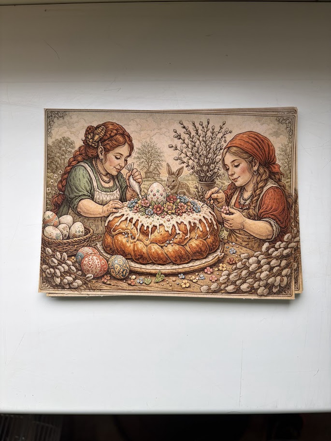 Carte poștală � Spiridușe coac un cozonac de Paște - casă & stil de viață - produse de papetărie - cărți poștale - Artynos.ro