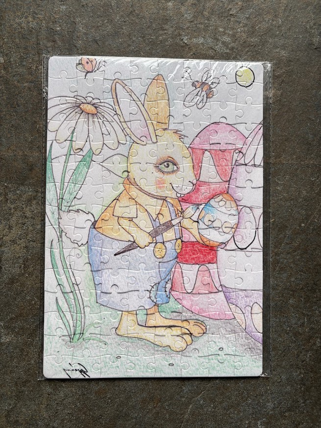 Puzzle magnet de frigider � Iepuraș care pictează ouă de Paște - casă & stil de viață - echipamente de bucătărie - decor de bucătărie - magneți de frigider - Artynos.ro