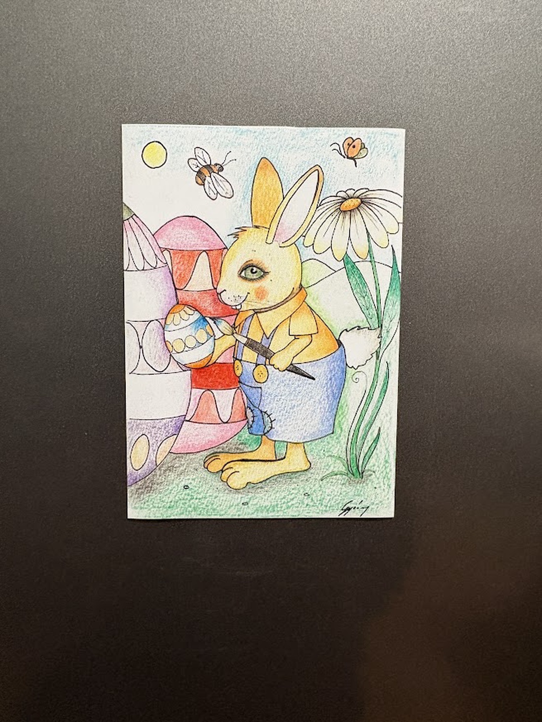 Magnet de frigider cu iepure care pictează ouă - casă & stil de viață - echipamente de bucătărie - decor de bucătărie - magneți de frigider - Artynos.ro