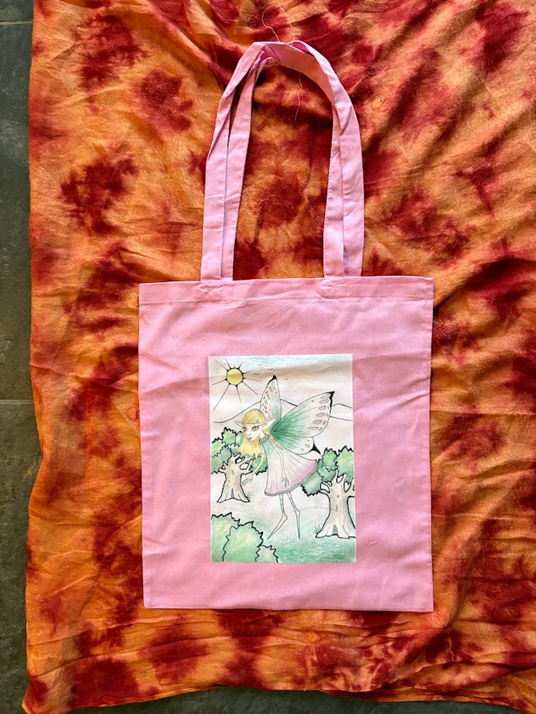 Sac de pânză roz cu model de zână - genți și portofele - geantă pentru cumpărături - totebaguri - Artynos.ro