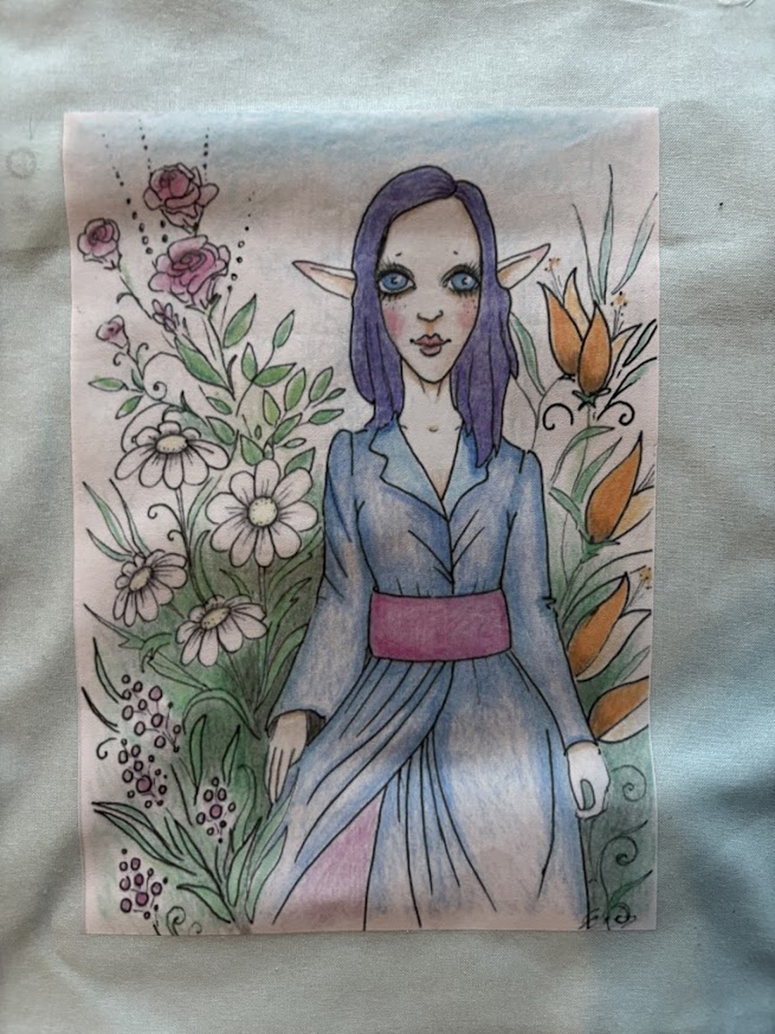 Sac din pânză verde deschis cu model de fată Ent - genți și portofele - geantă pentru cumpărături - totebaguri - Artynos.ro